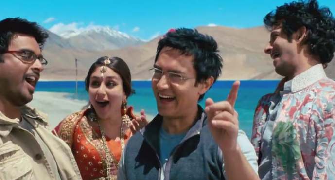 3 idiots in Pangong lake shooting location