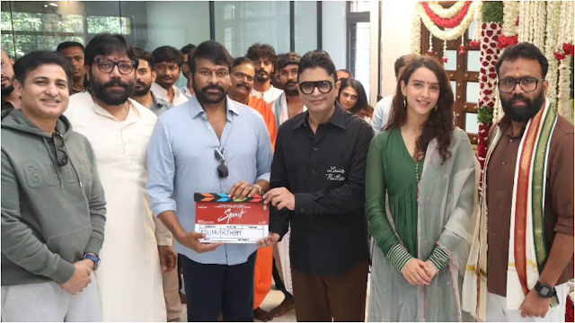 Tollywood News :Sandeep Reddy Vanga’s ‘Spirit’ Mahurat: Chiranjeevi’s Grand Appearance and Prabhas’s Unexpected Absence!