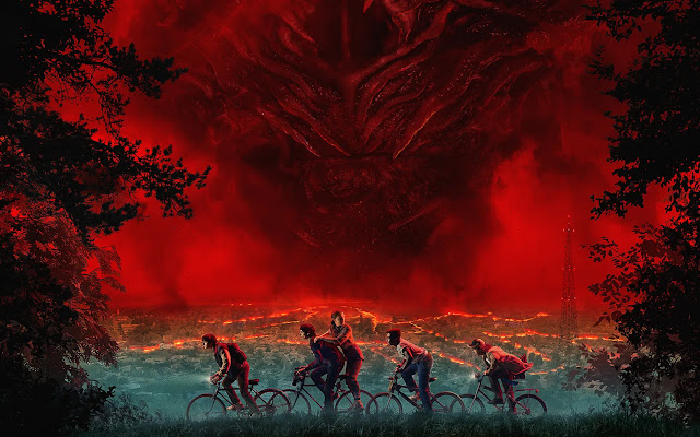 Stranger Things Season 5 Review: A Scary and Emotional Masterpiece Eleven and the gang looking at the red sky in Hawkins during Season 5.