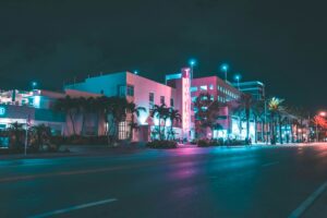 Neon city night drive