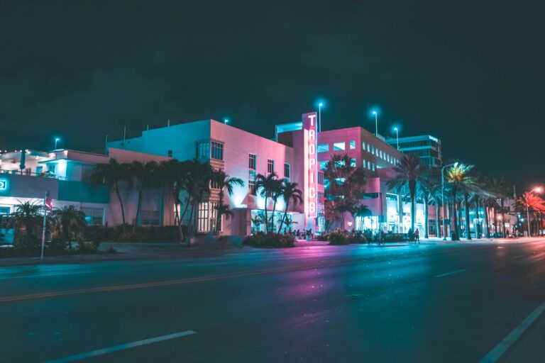 Neon city night drive